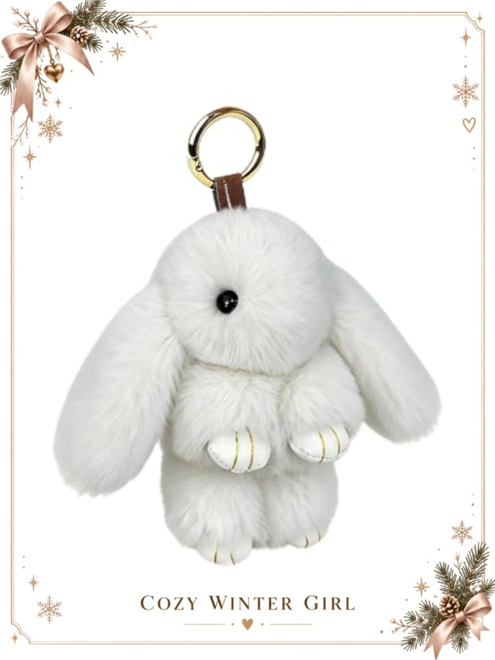 Bunny Keychain Artificial Fur Pendant Charm for Bag Purse Small